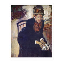 Edgar Degas - portrait Cassatt tenant les cartes 1 Carte Postale