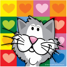 Édredon de chat de coeurs découpages en acrylique