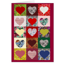 Édredon de coeurs d'amour cartes de vœux