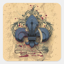 Effets bleus de grunge en métal de fleur-De-lis de Stickers Carrés