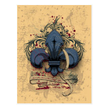 Effets bleus de grunge en métal de fleur-De-lis de Carte Postale