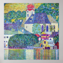 Église de St Wolfgang par Gustav Klimt, art victor Affiches