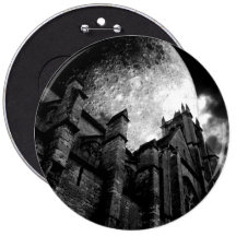 Église gothique avec la pleine lune géante badges avec agrafe