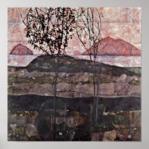 Egon Schiele - coucher de soleil Affiches