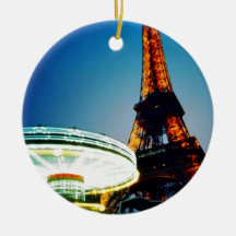 Eiffel Night Two Christmas Ornaments