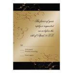Élégance de cravate noire, carte d'or de réponse d cartons d'invitation