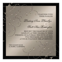 Élégance de cravate noire, invitations de noces d'