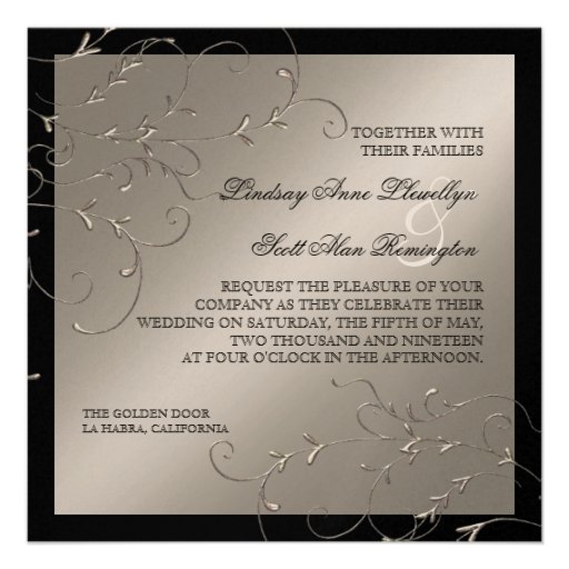 Élégance de cravate noire, invitations de noces d'