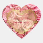 Élégance de rose de rose - coeur d'or autocollants
