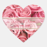 Élégance de rose de rose - personnaliser autocollants en cœur