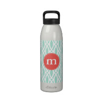 Elegant Aqua Blue Modern Trellis Personalized bouteilles