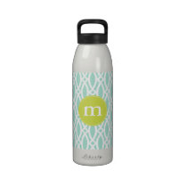 Elegant Aqua Blue Modern Trellis Personalized bouteilles