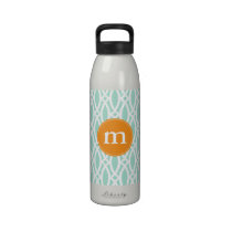 Elegant Aqua Blue Modern Trellis Personalized bouteilles