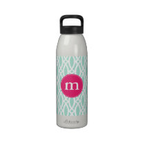 Elegant Aqua Blue Modern Trellis Personalized bouteilles