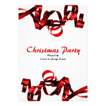 Élégant élégant de rubans rouges de fête de Noël Invitations
