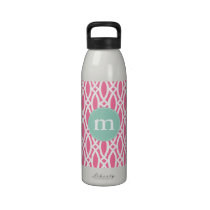 Elegant Girly Pink Modern Trellis Personalized bouteilles