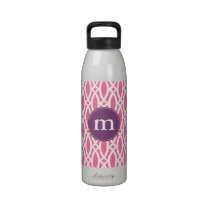 Elegant Girly Pink Modern Trellis Personalized bouteilles