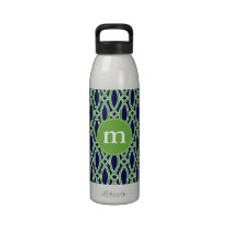 Elegant Navy Blue Modern Trellis Personalized bouteilles