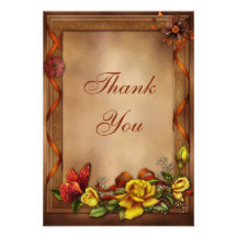 Elegant Roses & Butterfly Thank You Custom Invites
