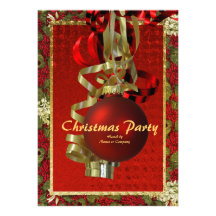 Élégant rouge d'or de fête de vacances de Noël Invitation