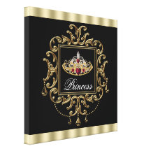 Elegant Royal Red Black and Gold Tiara Princess Canvas Print