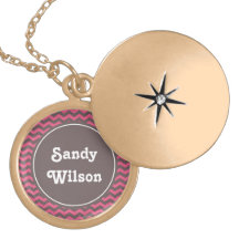 Elegant, trendy pink and brown chevron zigzag stri pendants