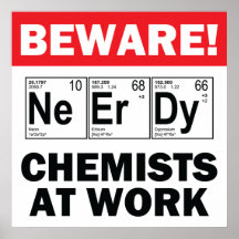 élément-chimiste nerd au signe de travail poster