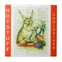 ÉLÉMENT COMBUSTIBLE - LAPIN TRIVET-TILE DE VIINTAG CARREAUX