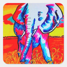 Éléphant Autocollant Carré