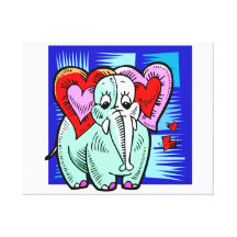 éléphant avec des oreilles de coeur contre le bleu toiles tendues