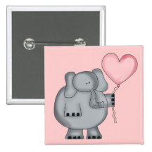 Éléphant avec le ballon de coeur badges avec agrafe