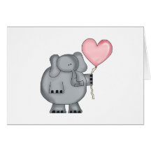 Éléphant avec le ballon de coeur carte