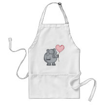 Éléphant avec le ballon de coeur tabliers