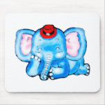 Éléphant bleu avec la bande dessinée de Red Hat Tapis De Souris