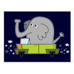 Éléphant conduisant une voiture - carte postale