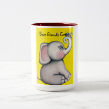 Éléphant de bébé avec la tasse d'amitié d'abeille