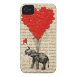 Éléphant et ballons en forme de coeur coques Case-Mate iPhone 4