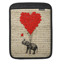 Éléphant et ballons en forme de coeur housses iPad