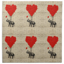 Éléphant et ballons en forme de coeur serviette imprimée