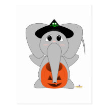 Éléphant gentil à croquer de sorcière cartes postales