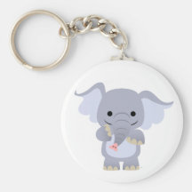 Éléphant heureux Keychain de bande dessinée Porte-clefs