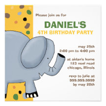 Éléphant • Invitation d'anniversaire