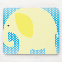 Éléphant jaune sur le bleu tapis de souris