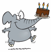 éléphant mignon avec le gâteau d'anniversaire de c découpage en acrylique