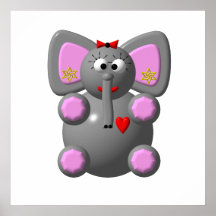 Éléphant mignon avec l'oreille posters