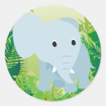 Éléphant mignon de bébé adhésif rond