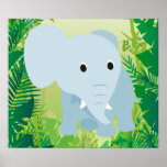 Éléphant mignon de bébé affiche