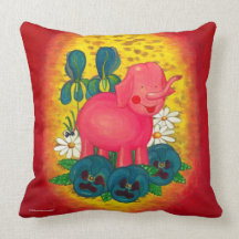 Éléphant rose - coussin vintage de crèche de style