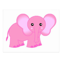 Éléphant rose mignon de bébé carte postale