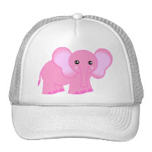 Éléphant rose mignon de bébé casquettes